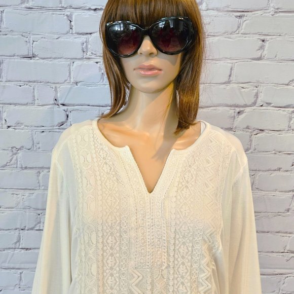 RXB, Boho long sleeve ivory embroidered blouse - Picture 4 of 9